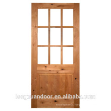 Interior glass door with double 5mm temoered glass solid Pine wood door wood glass door design